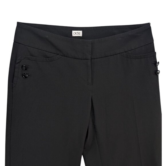 Cache Cropped Pants Womens Black Straight Leg Cuffed Flat Front Size 8 - Picture 3 of 12